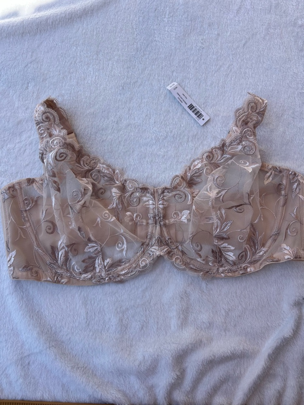 Soma sensuous lace unlined Beige Sheer Embroidered Full-Coverage Bra